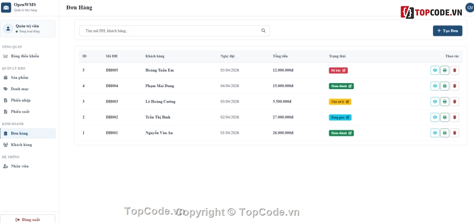 Website quản lý,Web site quản lý kho,quản lý